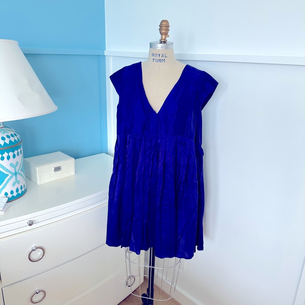 Azeeza Jewel-toned Purple Camelia Short Sleeve Tunic Mini Dress S NWT - Picture 2 of 7